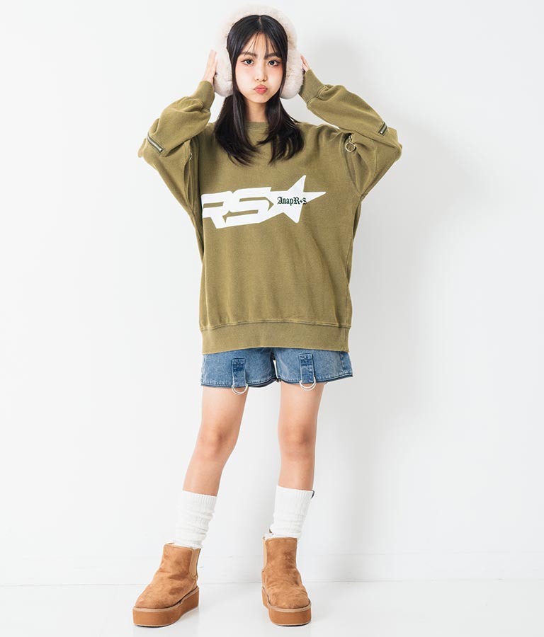 ANAP R+S【リラスポ】 ヴィンテージ 加工 ジップ スウェット トップス (ユニセックス アイテム) 913-7564