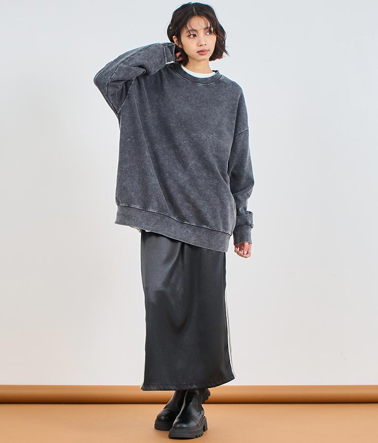 オーバーサイズ ピグメント スウェット 裏毛 トップス 153-5609