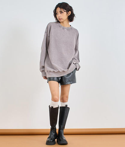 オーバーサイズ ピグメント スウェット 裏毛 トップス 153-5609