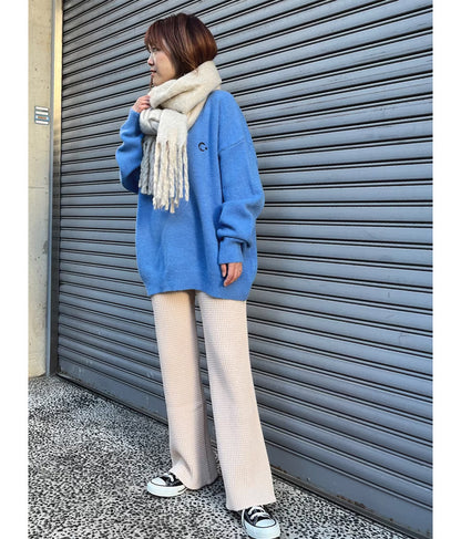 ワンポイント 刺繍カラー ニット トップス 153-5615