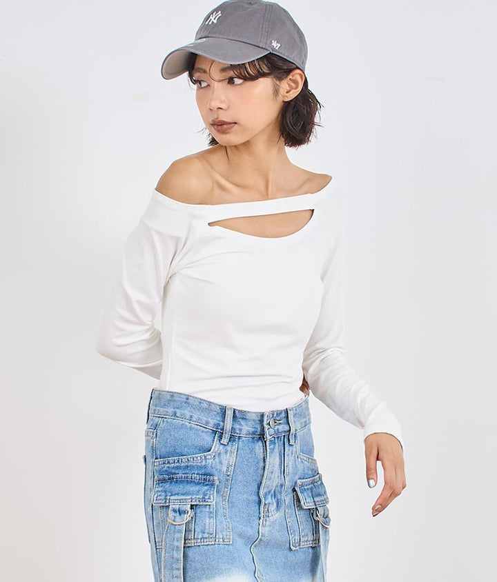 2WAY オフショルダー デザイン カットソー トップス 153-5638