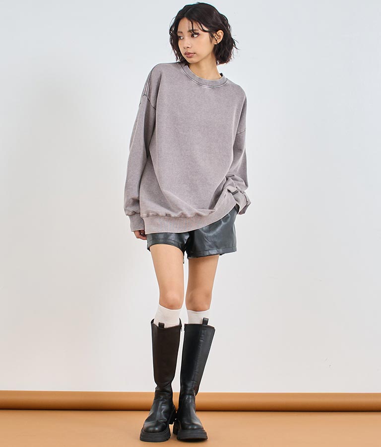 フェイクレザー ウエスト ゴム ショート パンツ 152-5518