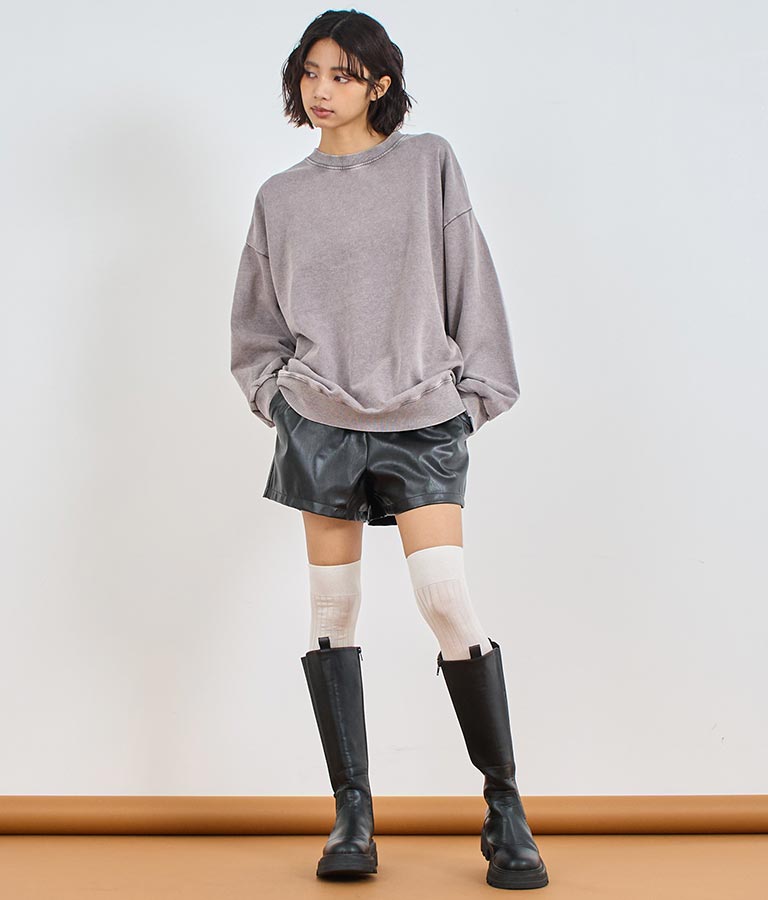 フェイクレザー ウエスト ゴム ショート パンツ 152-5518