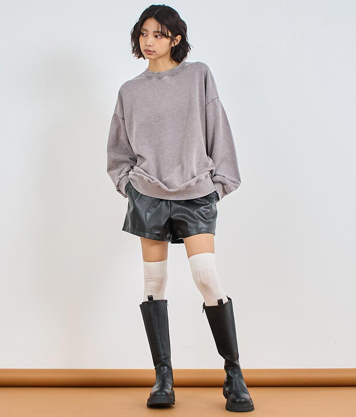 フェイクレザー ウエスト ゴム ショート パンツ 152-5518