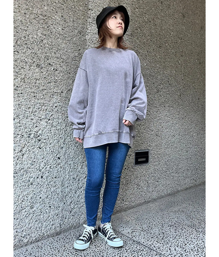 オーバーサイズ ピグメント スウェット 裏毛 トップス 153-5609