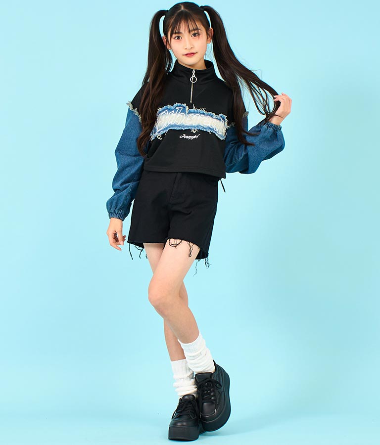 2WAY デザイン デニム ワイド パンツ 912-7603