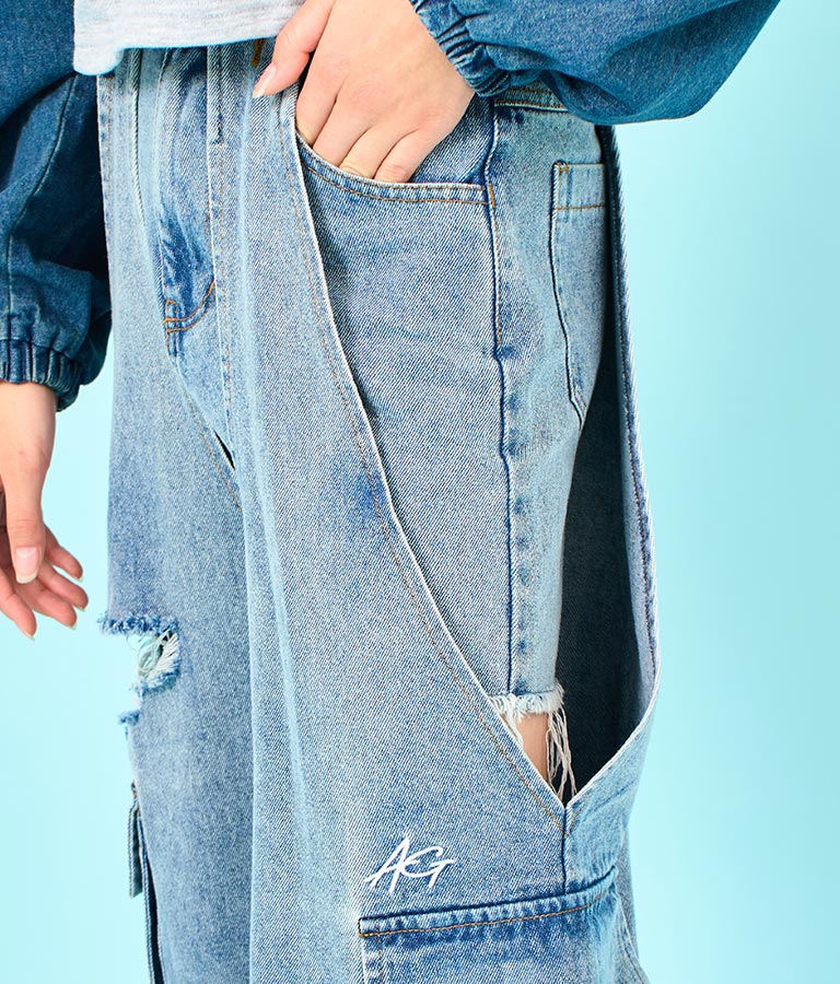 2WAY デザイン デニム ワイド パンツ 912-7603