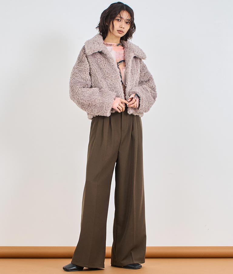 センタープレス タック ワイド スラックス パンツ 152-5608