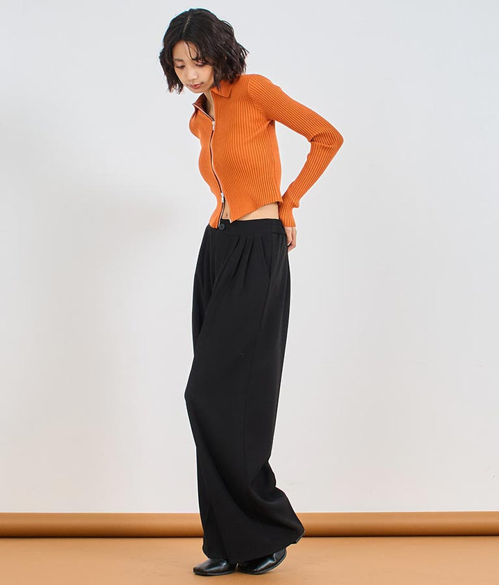センタープレス タック ワイド スラックス パンツ 152-5608