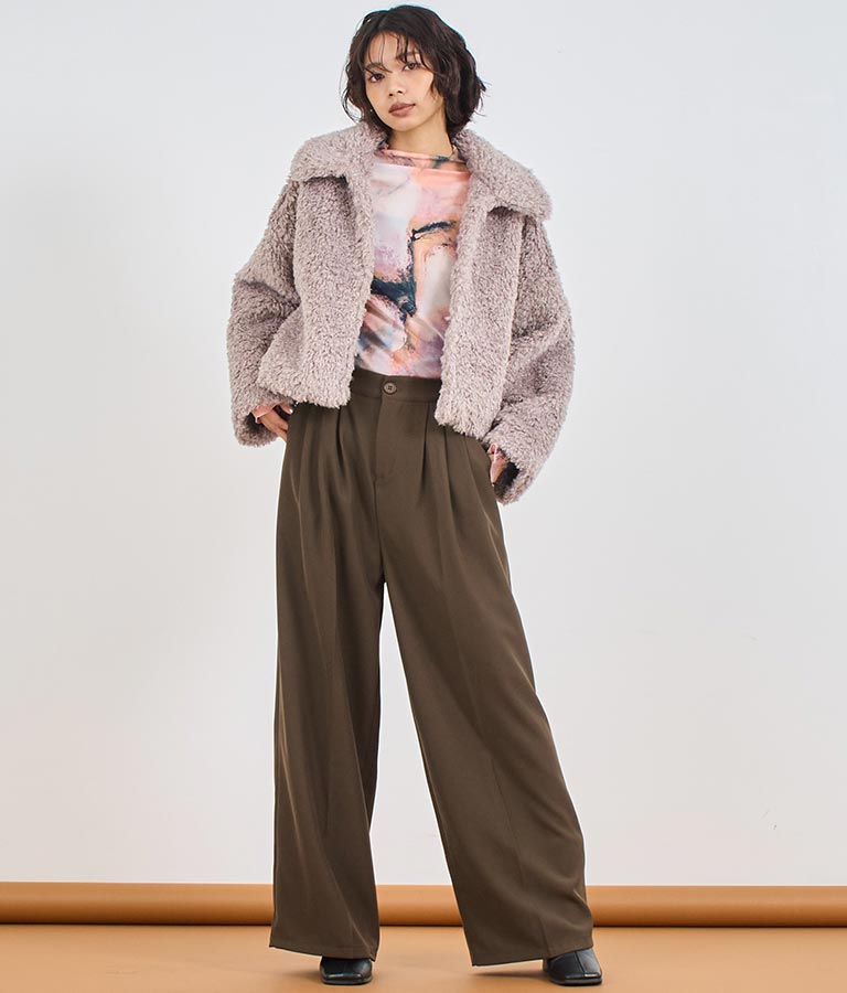 センタープレス タック ワイド スラックス パンツ 152-5608