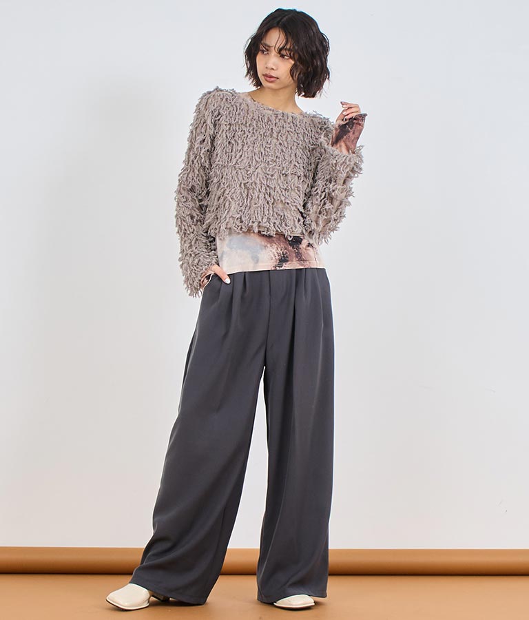 センタープレス タック ワイド スラックス パンツ 152-5608