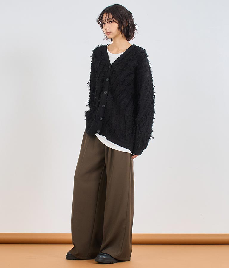 センタープレス タック ワイド スラックス パンツ 152-5608