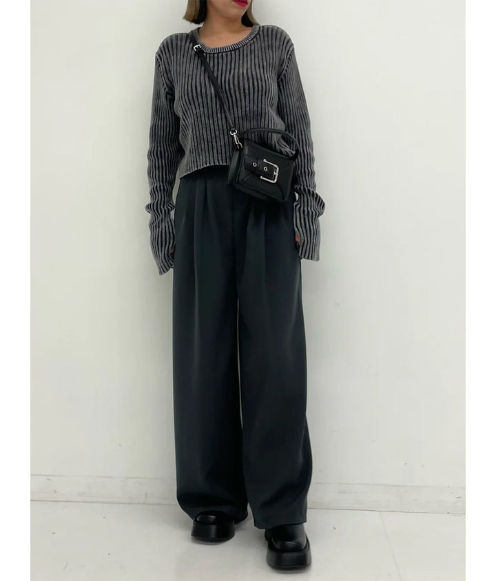 センタープレス タック ワイド スラックス パンツ 152-5608
