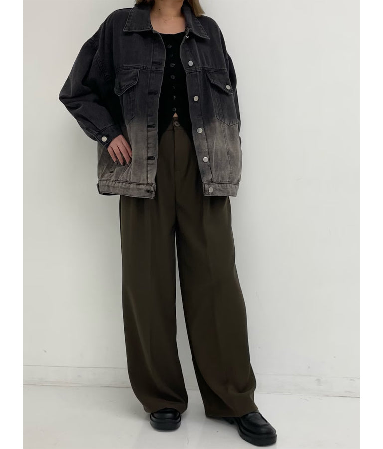 センタープレス タック ワイド スラックス パンツ 152-5608