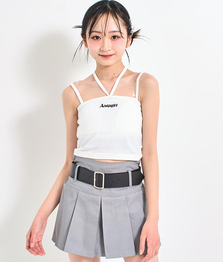 2WAY パッド付き ロゴ 刺繍 キャミソール 913-7608