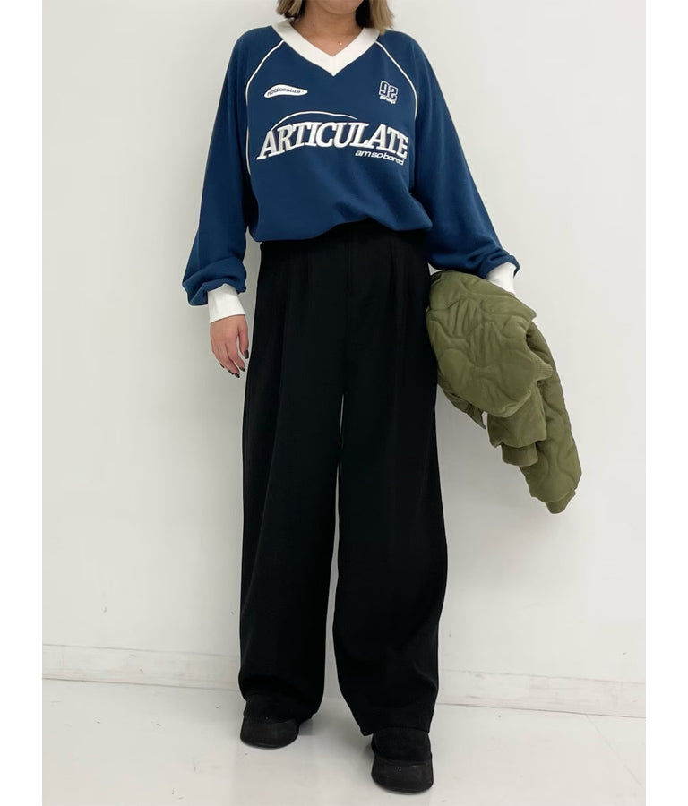 センタープレス タック ワイド スラックス パンツ 152-5608