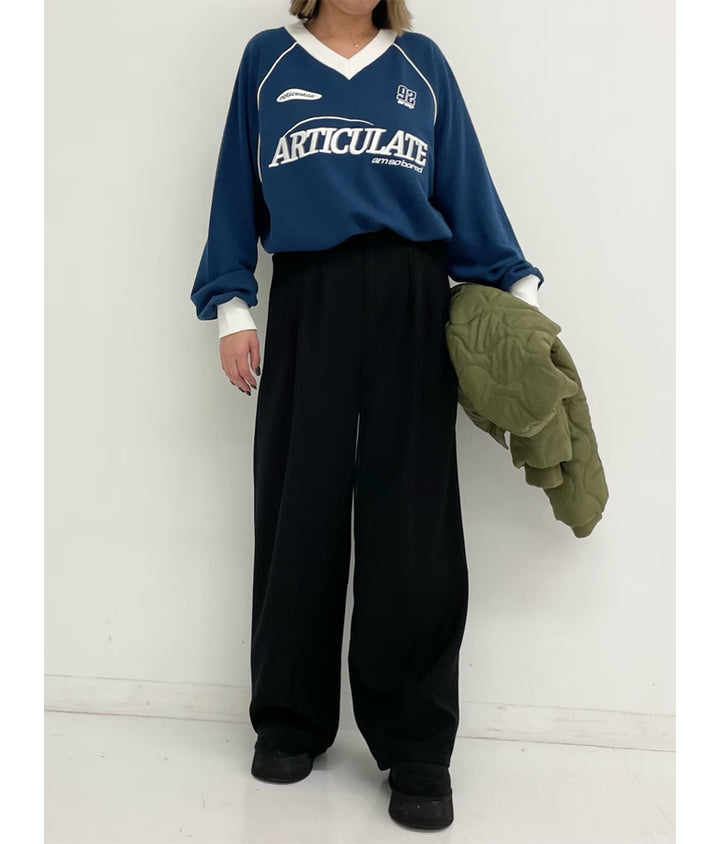 センタープレス タック ワイド スラックス パンツ 152-5608