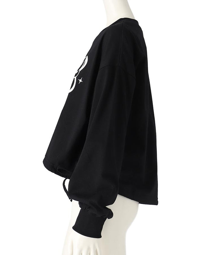 裾 リボン ドロスト クロップド ロングスリーブ Tシャツ 913-7615