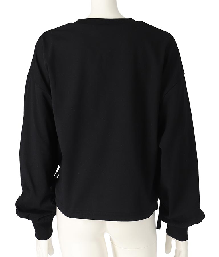 裾 リボン ドロスト クロップド ロングスリーブ Tシャツ 913-7615