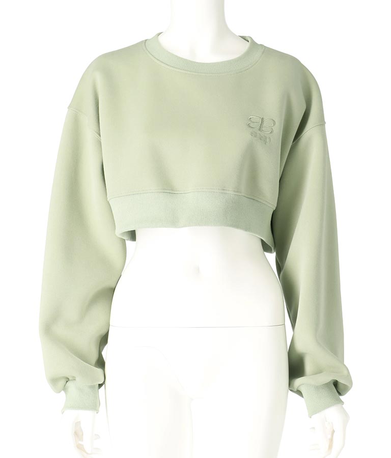 ロゴ 刺繍 クロップド スウェット トップス 153-5650