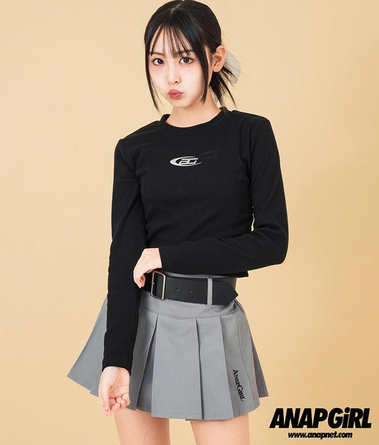 サイド シャーリング ロゴ メタル プリント リブ トップス 913-7617