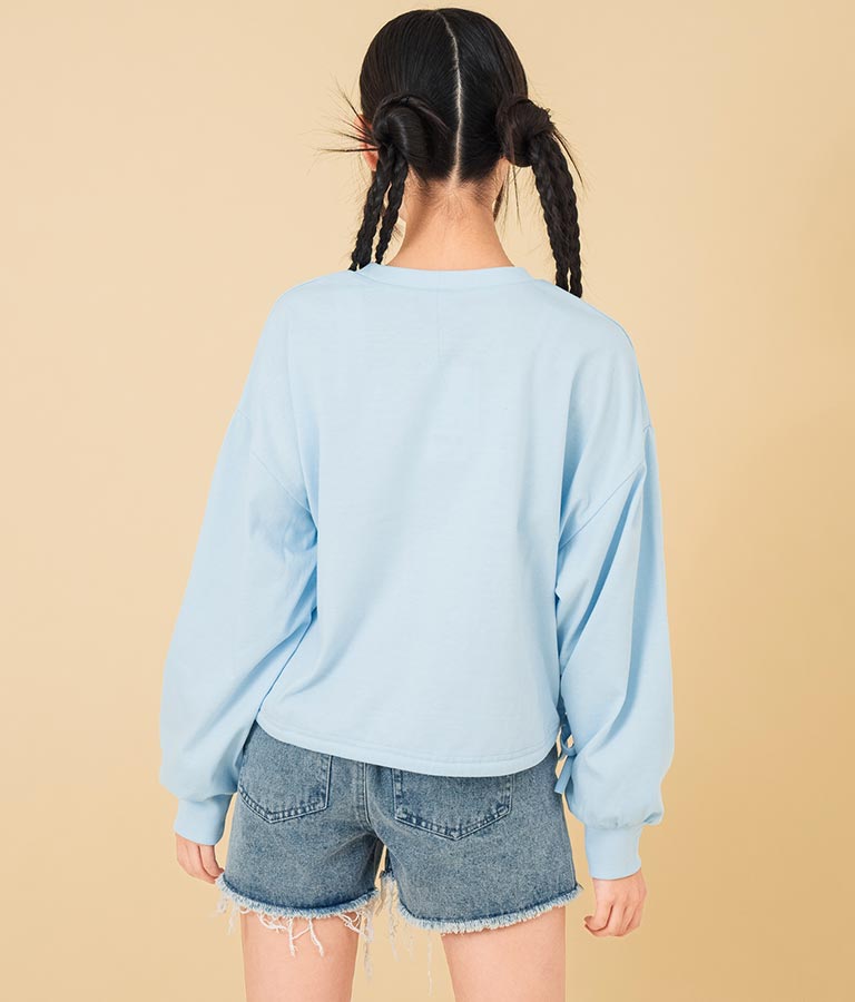 裾 リボン ドロスト クロップド ロングスリーブ Tシャツ 913-7615