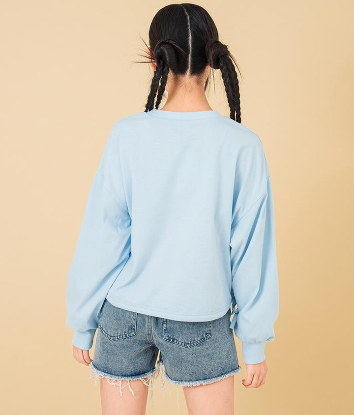 裾 リボン ドロスト クロップド ロングスリーブ Tシャツ 913-7615