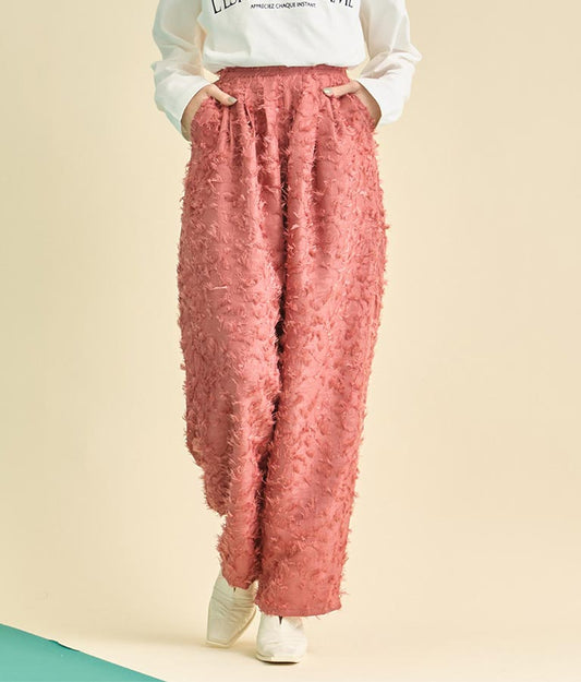 フリンジ ジャガード タック パンツ 【セットアップ着用可能】 362-9578