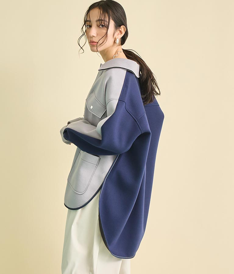 EimeeLaw 配色 ボンディング シャツ ジャケット 364-9599
