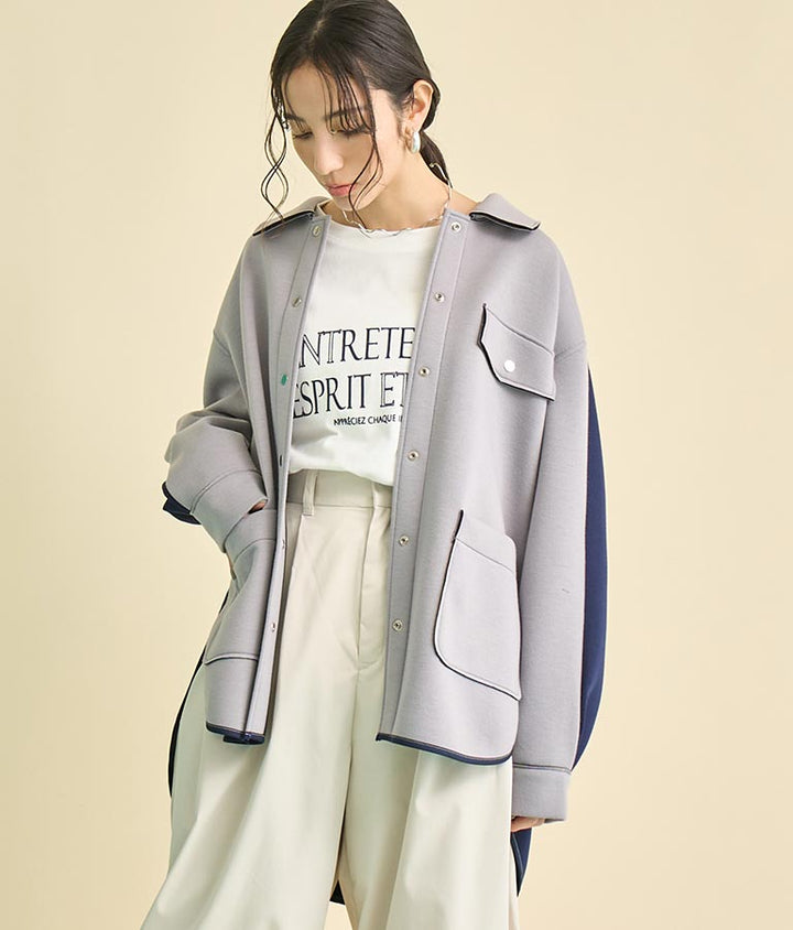 EimeeLaw 配色 ボンディング シャツ ジャケット 364-9599