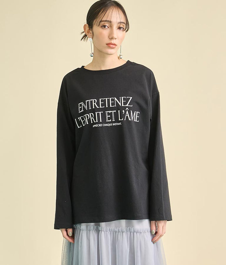 USA コットン フロッキー プリント ロング Tシャツ 363-9648