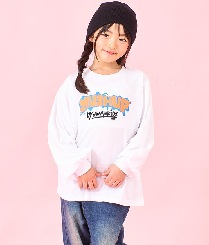 袖 リブ プリント ロング スリーブ Tシャツ 423-3348