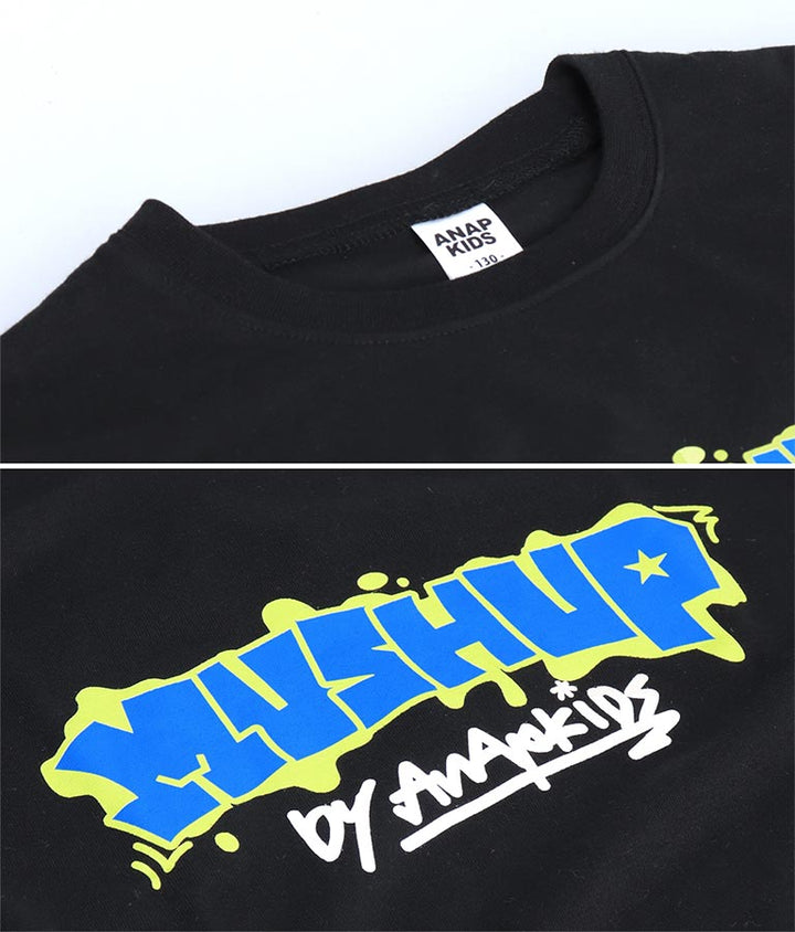 袖 リブ プリント ロング スリーブ Tシャツ 423-3348