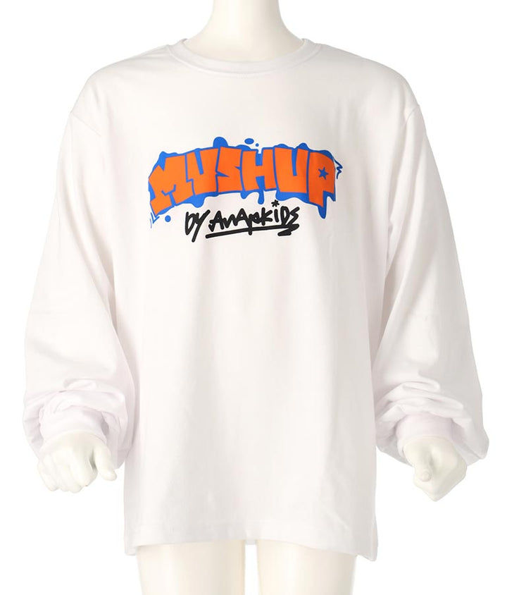 袖 リブ プリント ロング スリーブ Tシャツ 423-3348