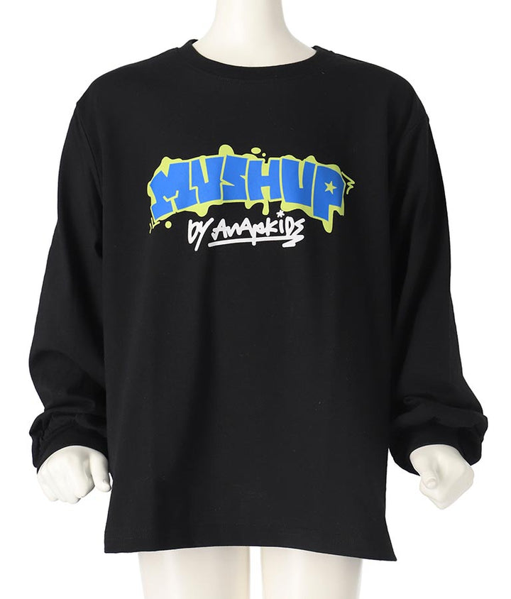 袖 リブ プリント ロング スリーブ Tシャツ 423-3348