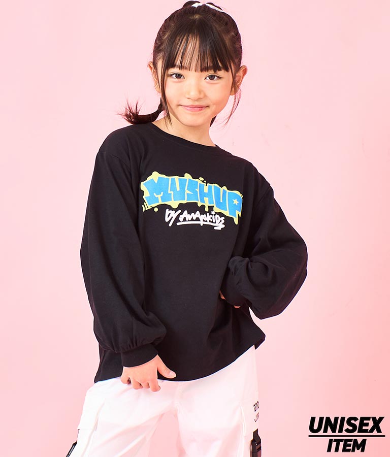 袖 リブ プリント ロング スリーブ Tシャツ 423-3348
