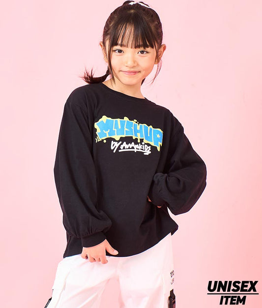 袖 リブ プリント ロング スリーブ Tシャツ 423-3348
