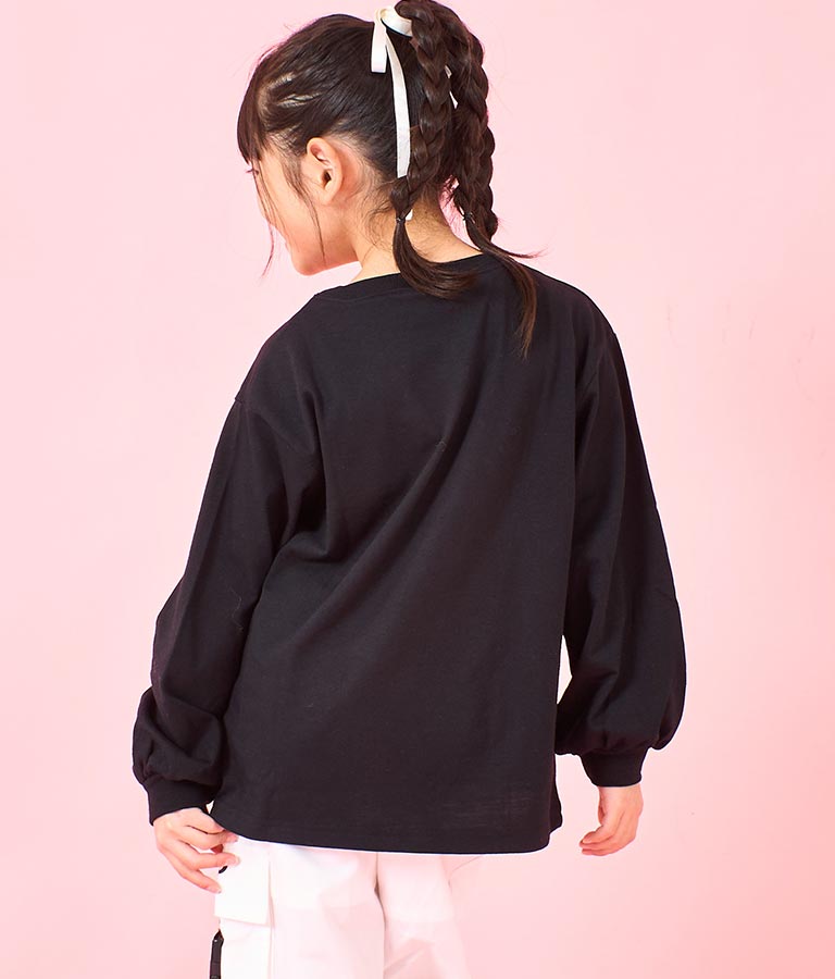 袖 リブ プリント ロング スリーブ Tシャツ 423-3348
