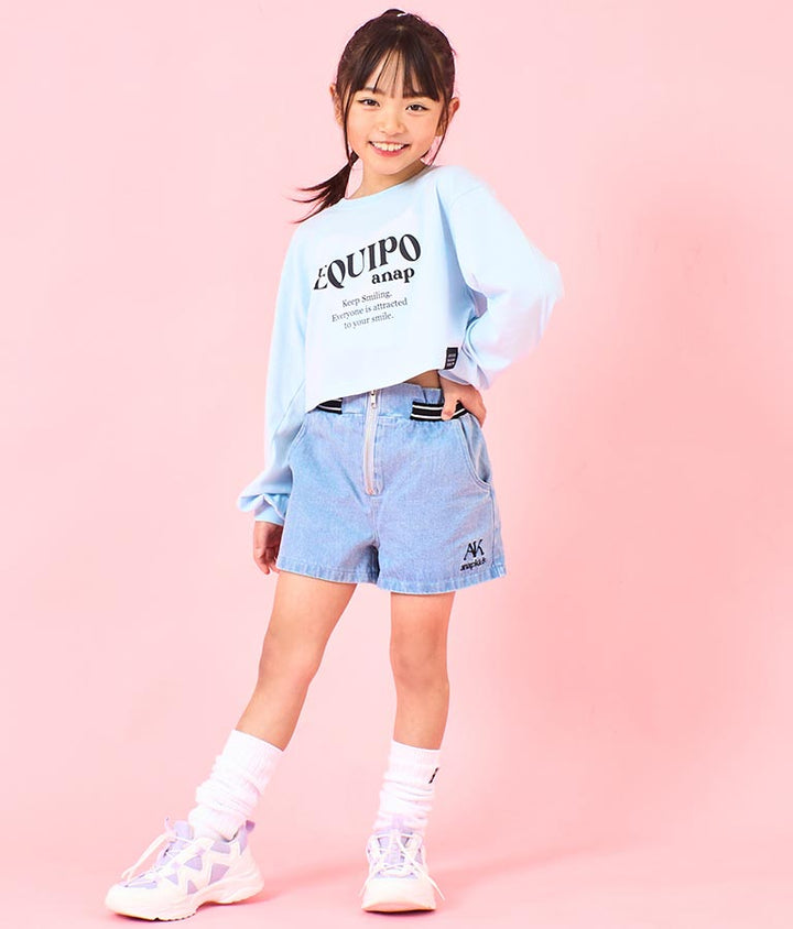 袖 リブ クロップド丈 プリント ロング スリーブ Tシャツ 423-3349