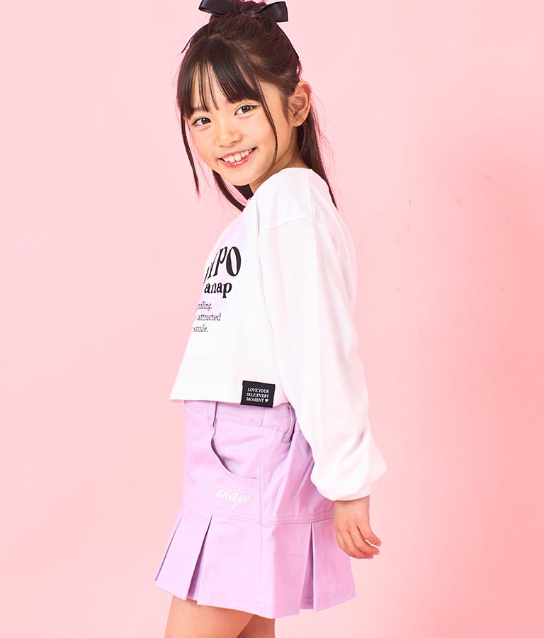 袖 リブ クロップド丈 プリント ロング スリーブ Tシャツ 423-3349