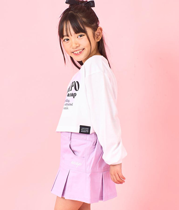 袖 リブ クロップド丈 プリント ロング スリーブ Tシャツ 423-3349