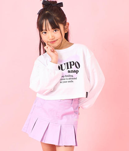 袖 リブ クロップド丈 プリント ロング スリーブ Tシャツ 423-3349