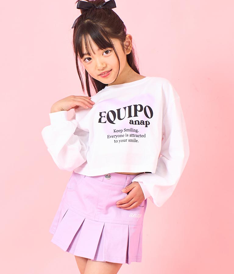 袖 リブ クロップド丈 プリント ロング スリーブ Tシャツ 423-3349