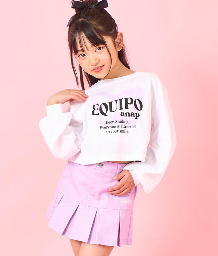 袖 リブ クロップド丈 プリント ロング スリーブ Tシャツ 423-3349