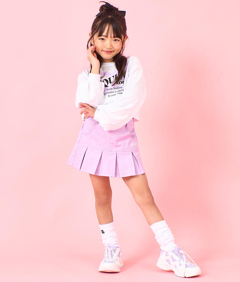 袖 リブ クロップド丈 プリント ロング スリーブ Tシャツ 423-3349