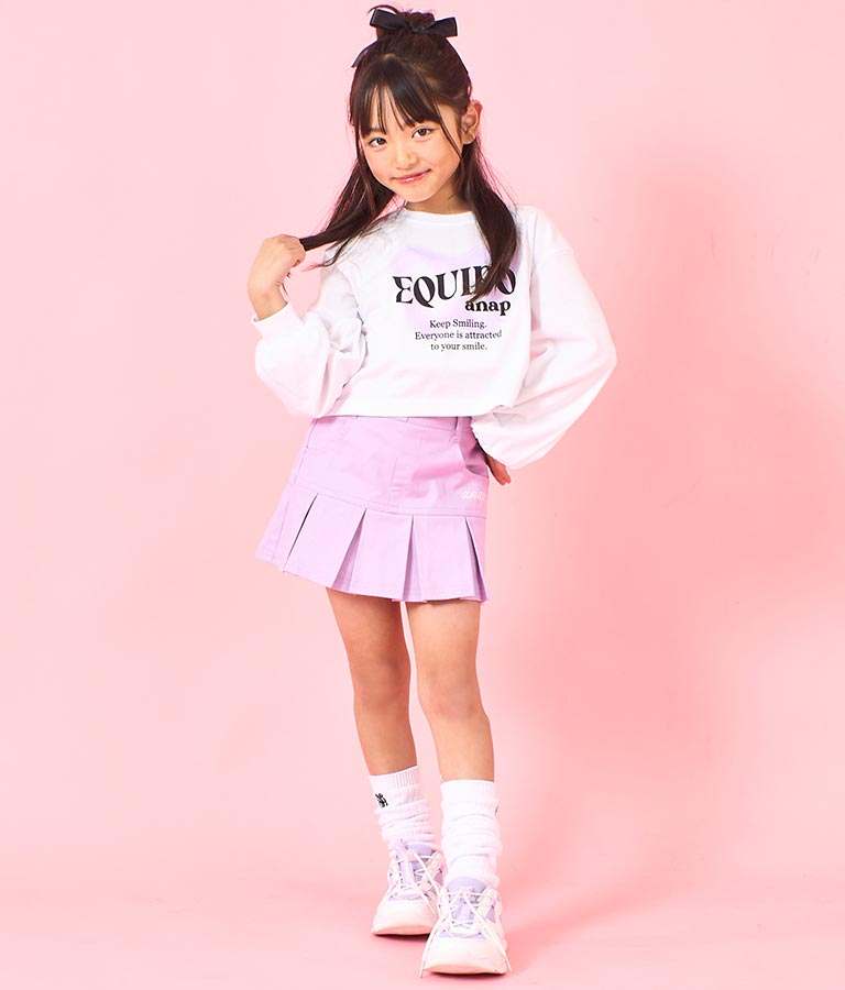 袖 リブ クロップド丈 プリント ロング スリーブ Tシャツ 423-3349