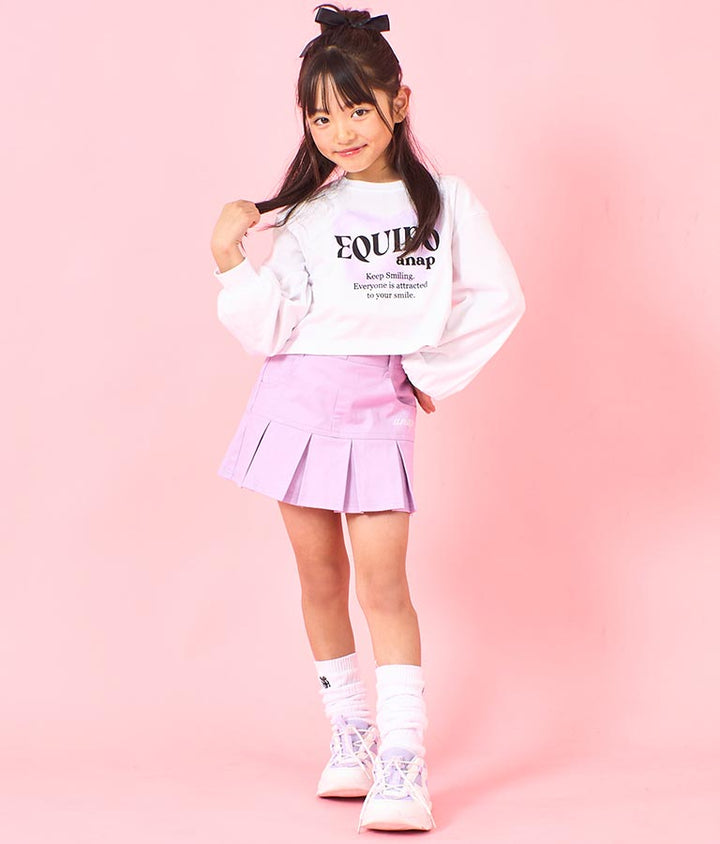 袖 リブ クロップド丈 プリント ロング スリーブ Tシャツ 423-3349