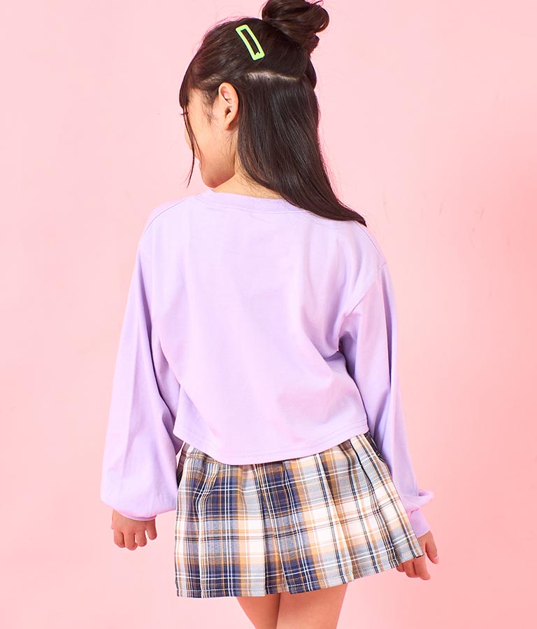袖 リブ クロップド丈 プリント ロング スリーブ Tシャツ 423-3349