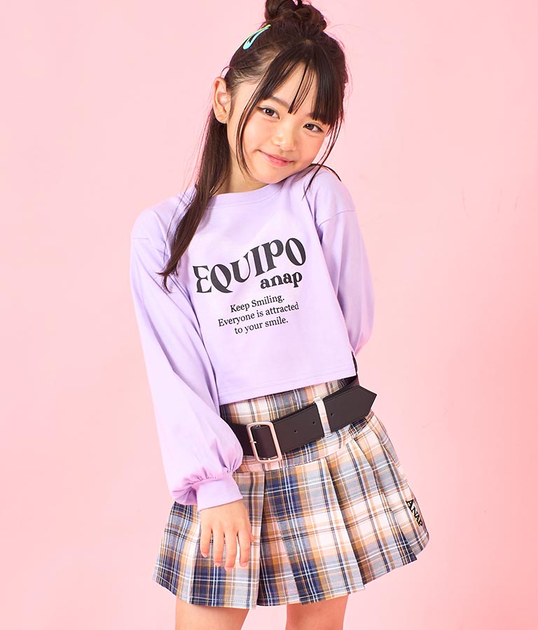 袖 リブ クロップド丈 プリント ロング スリーブ Tシャツ 423-3349