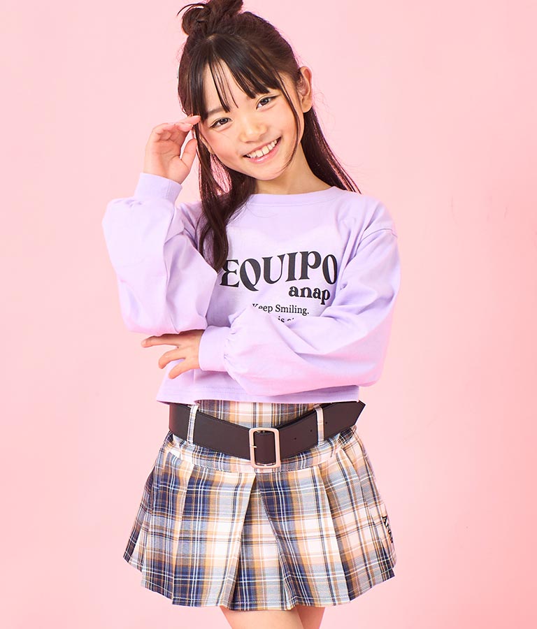袖 リブ クロップド丈 プリント ロング スリーブ Tシャツ 423-3349